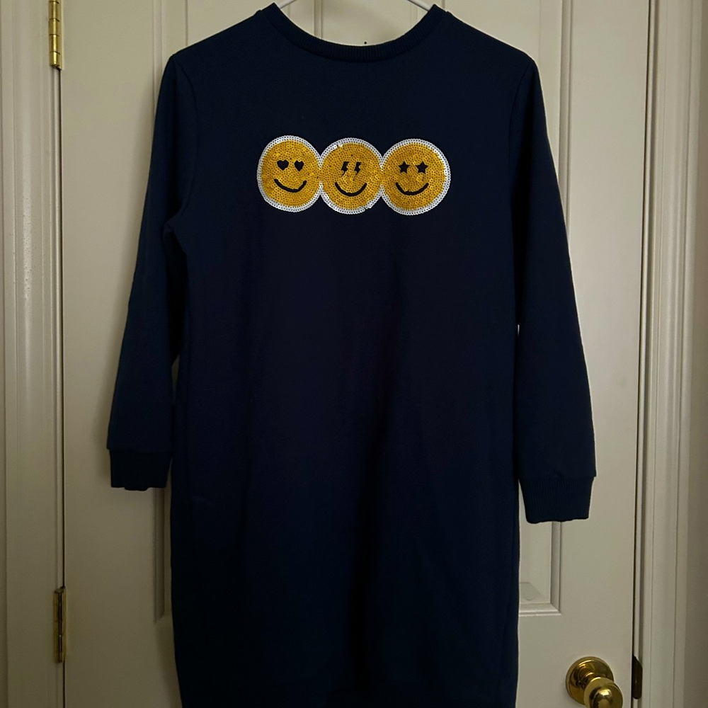 Wonder Nation Girls Navy Smiley Face Dress – Size XL